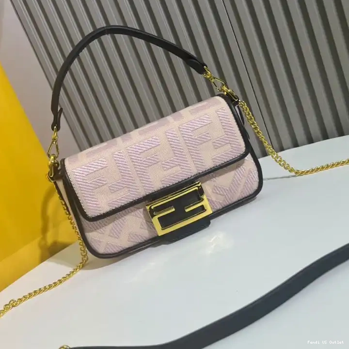 Canvas Baguette FF Bag Motif Cherry Mini Fendi In 0507